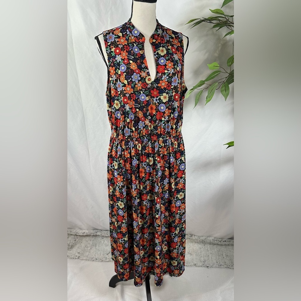 🌸 Anne Klein Sleeveless Floral Midi Dress – No Size Tag (See 📏 Measurements) - Picture 10 of 12